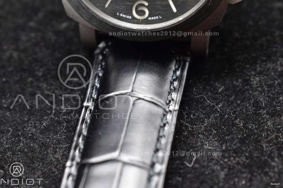 Dial P.9011 Best Titanium Luminor Super Black W PAM1096 VSF Edition 1:1 Strap Clone on GMT Black 42mm Leather 1127